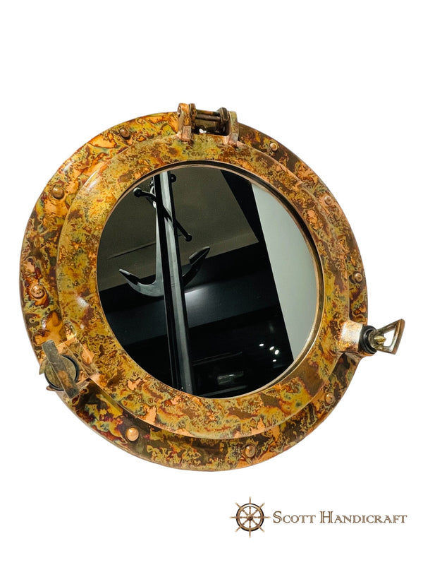 Antique Model Rustic Finish 12" Porthole Mirror - Handcrafted, Wall Hanging & Home Decor