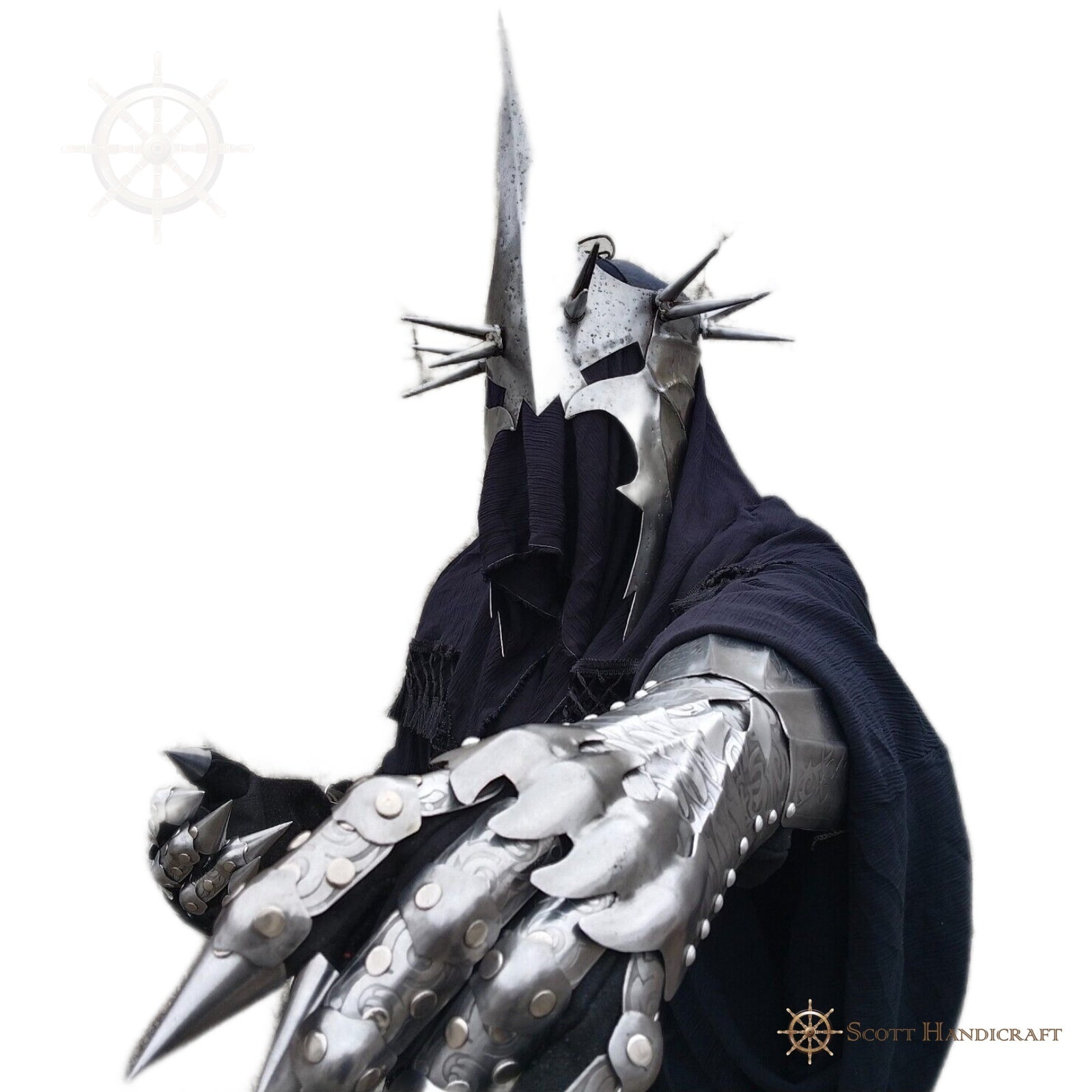 portrait of the witch king of angmar in brass armor