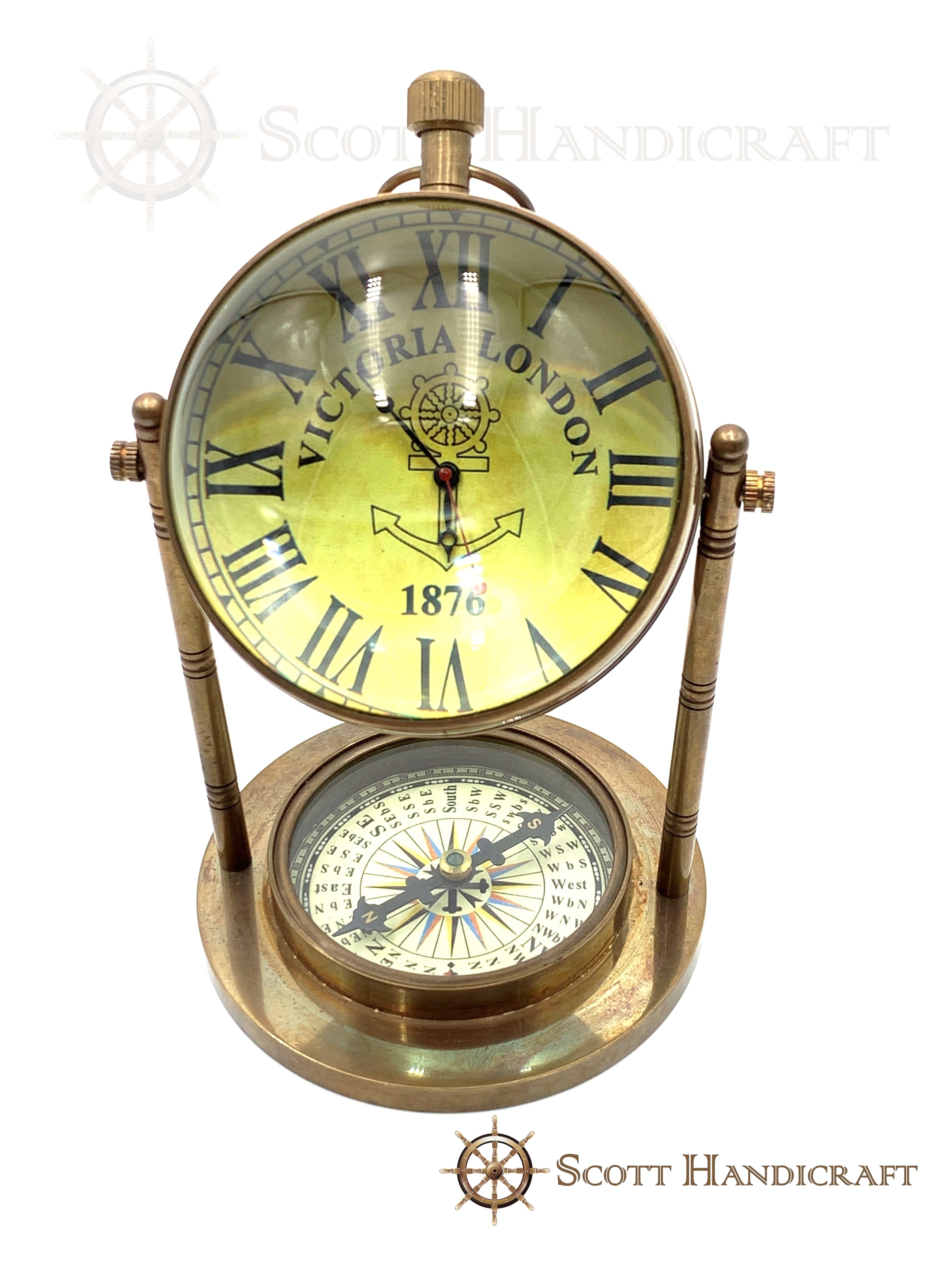 Shinny Brass Table Clock Numeral Dial Office, Home Decor – Tora