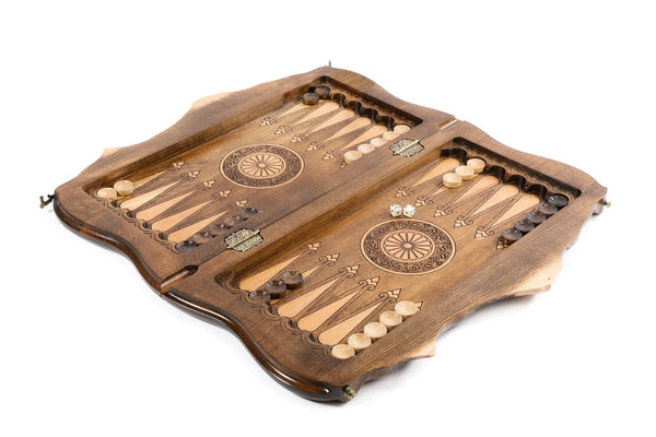 Premium Classic Wooden  2-in-1 Chess-Backgammon Board With Mount Ararat Outline Handcrafted