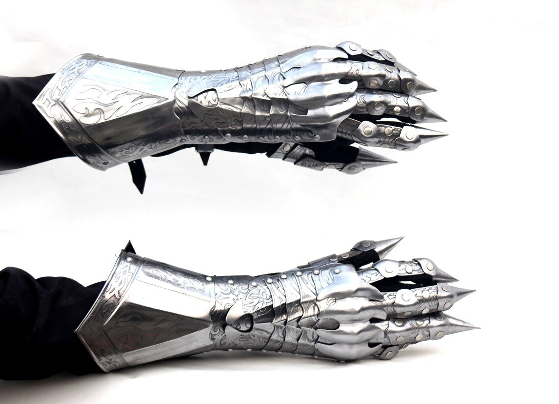 Armor Gauntlets Steel Gloves Armor Pair Medieval Knight Costume- Medieval Gloves Set