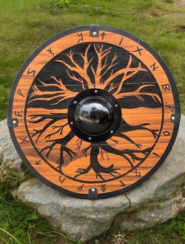 Tree of Life Battle Worn Shield from Viking Norse Mythology  - Handcrafted