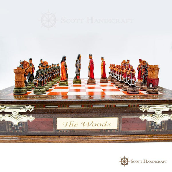 King Arthur's Castle Camelot Chess Pieces with Rosewood Chess Board-Premium Quality