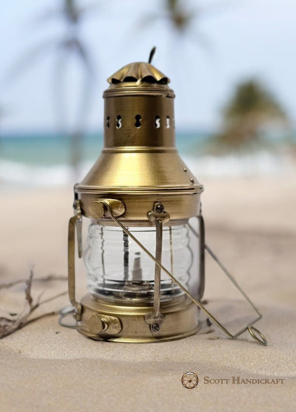 Antique Finish Nautical Ship Lantern Lamp, Maritime Charm for Your Home or Boat