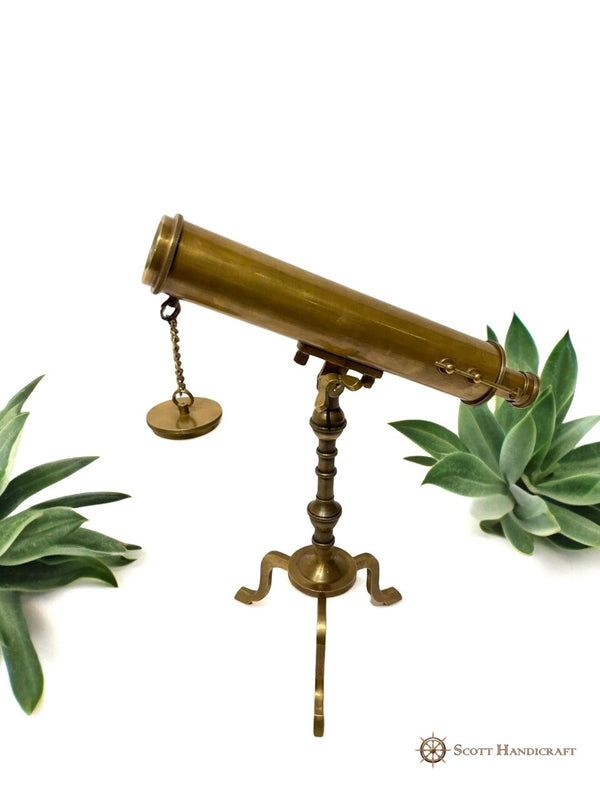 Tripod Telescope Brass Antique Finish - Handcrafted, Decorative