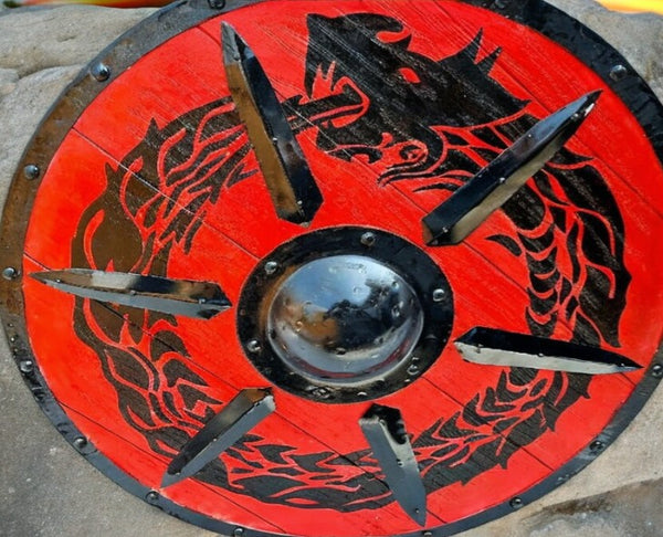 Jormungandr Plank 24" Handcrafted Wooden & Heavy Metal Dragon Viking Shield