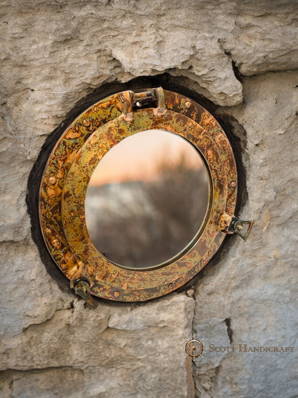 Antique Model Rustic Finish 12" Porthole Mirror - Handcrafted, Wall Hanging & Home Decor