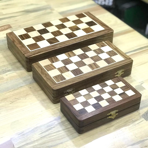 Mini Chess Set with Magnetic Board Handmade Wooden Engraved Set, Personalized Gift