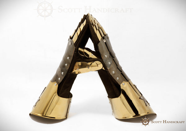 Medieval Knight Templar Gauntlets, Made of Steel & Functional (Golden) - Scott Handicrafts