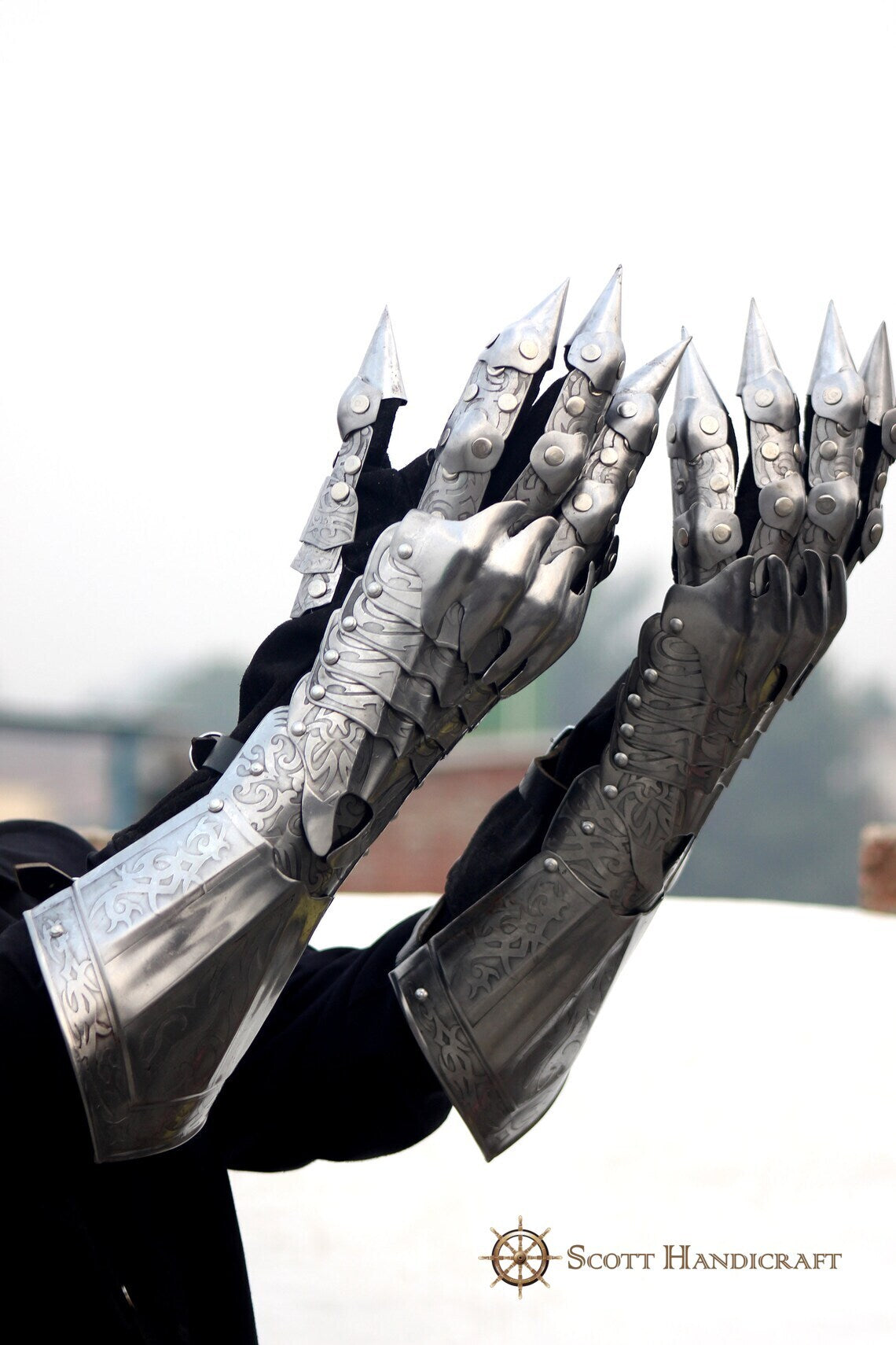 Armor Gauntlets Steel Gloves Armor Pair Medieval Knight Costume- Medieval Gloves Set