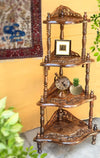 Handcrafted Sheesham Wood Corner Rack Side Table for Home Decor