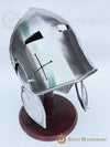 Barbuta Helmet Knights Templar Crusader Helmet (Steel) - Free Wooden Stand