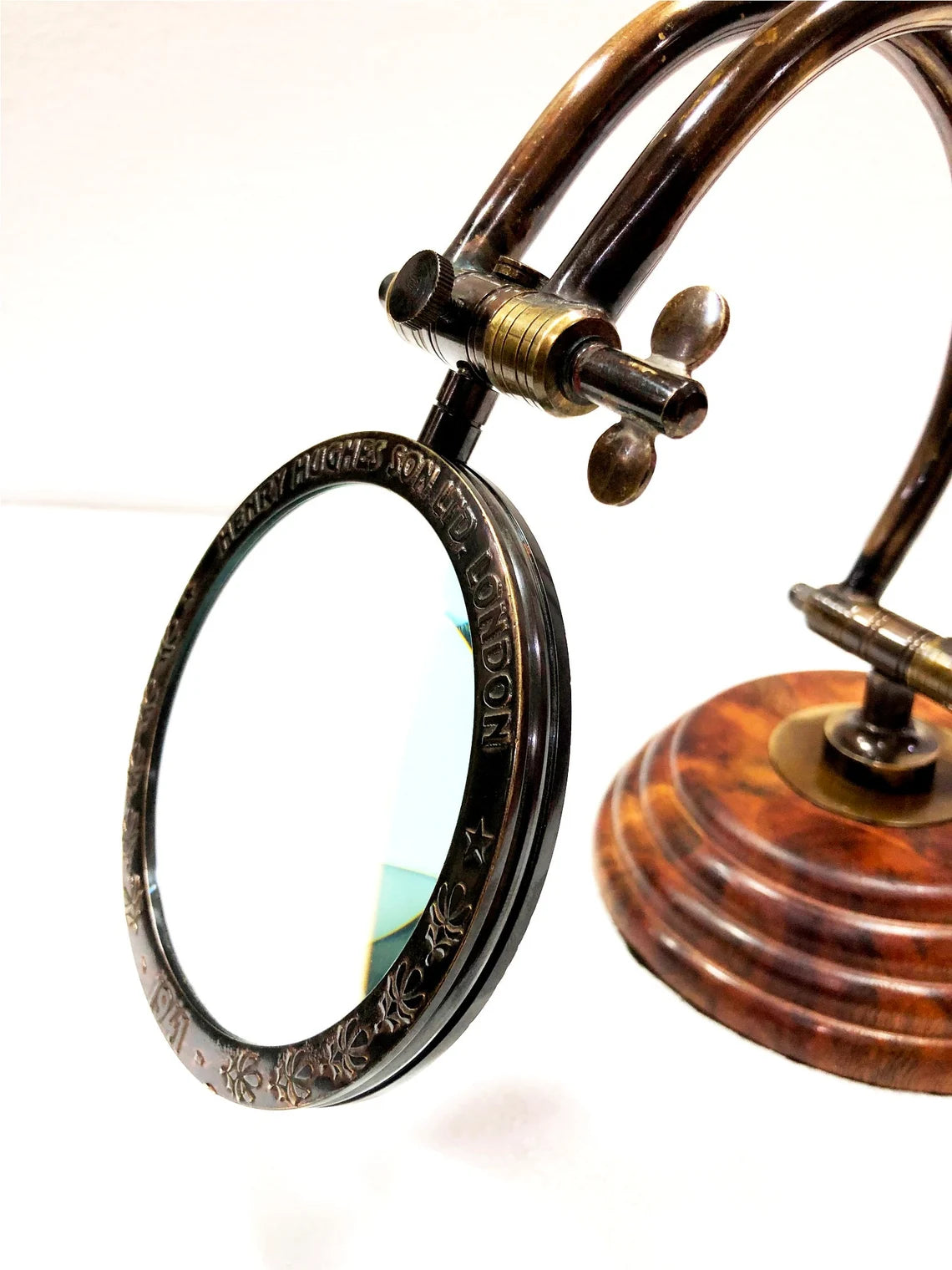 Henry Hughe's Glass Vintage Model Nautical Table Decor Magnifier- Scott Handicraft