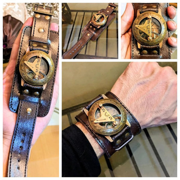 New arrival compass wrist watch with leather straps