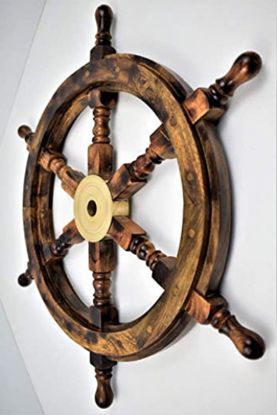 30'' Burned Heat Tempered Wall Hanging wooden ship wheel