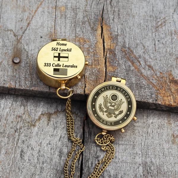 POCKET COMPASS CUSTOMIZABLE ENGRAVING PERSONALIZED GIFT WITH BAG - SCOTT HANDICRAFT