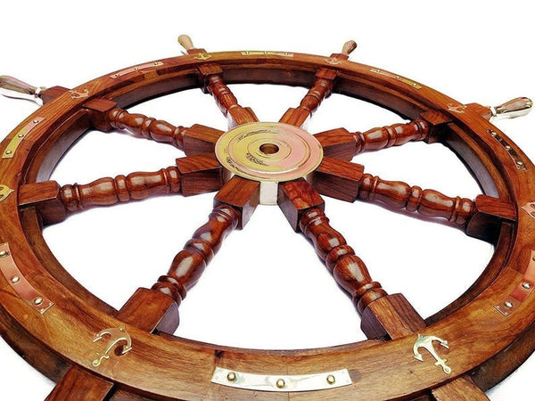 Natural Wood Premium Pirate's Boat Ship Wheel
