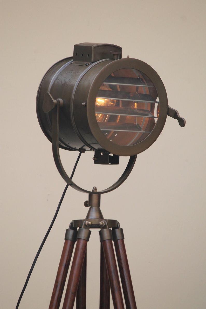 Vintage Model Antique Brown Home Decor Tripod Floor Lamp - Scott Handicrafts