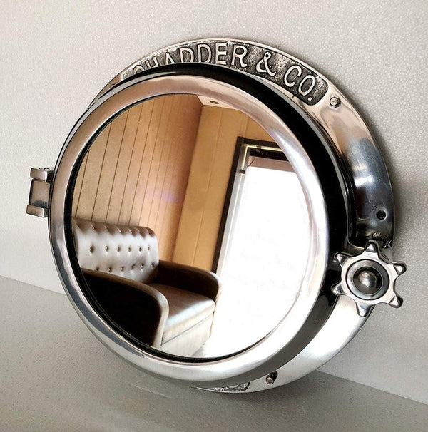 Stunning Porthole Mirror Silver Nickel Aluminum - Scott's New Collection
