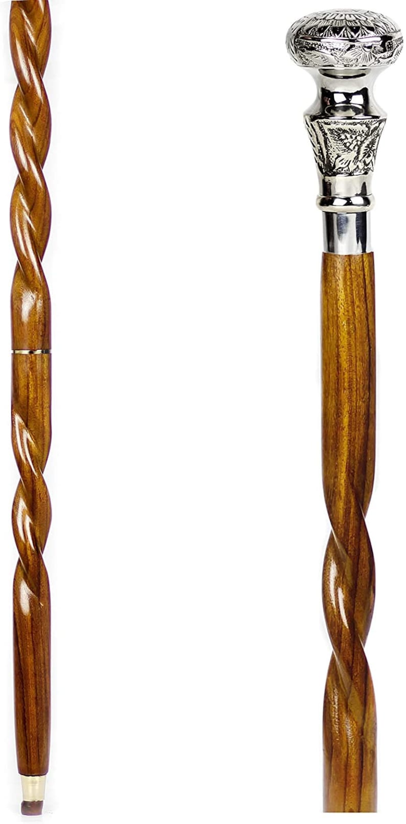 Handmade Style Spiral Rope Twisted handmade Victorian Handcrafted Head brass walking sticks.