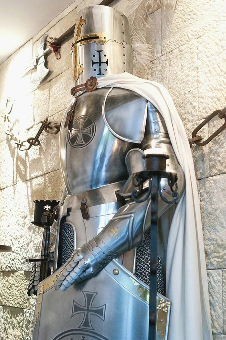 Medieval Knights Templar Armor Suit, Full Steel Templar body Suit fully Wearable.