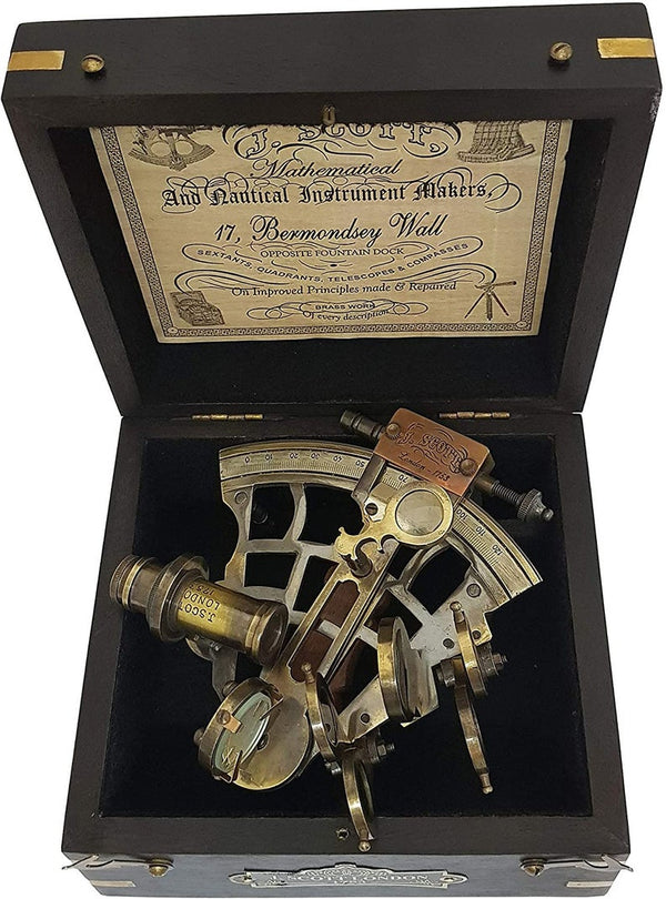 Black & Antique Brass BOX SEXTANT Scientific and Mathematical
