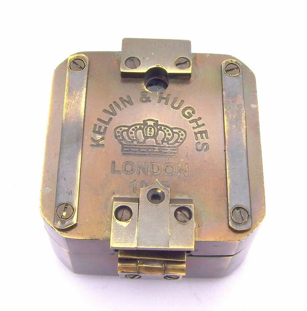 Antique Vintage Brass Solid Kelvin & Hughes 1917 Brunton Compass