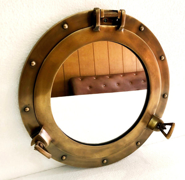 Antique model Wall Hanging Antique Brown 12"  Porthole Mirror