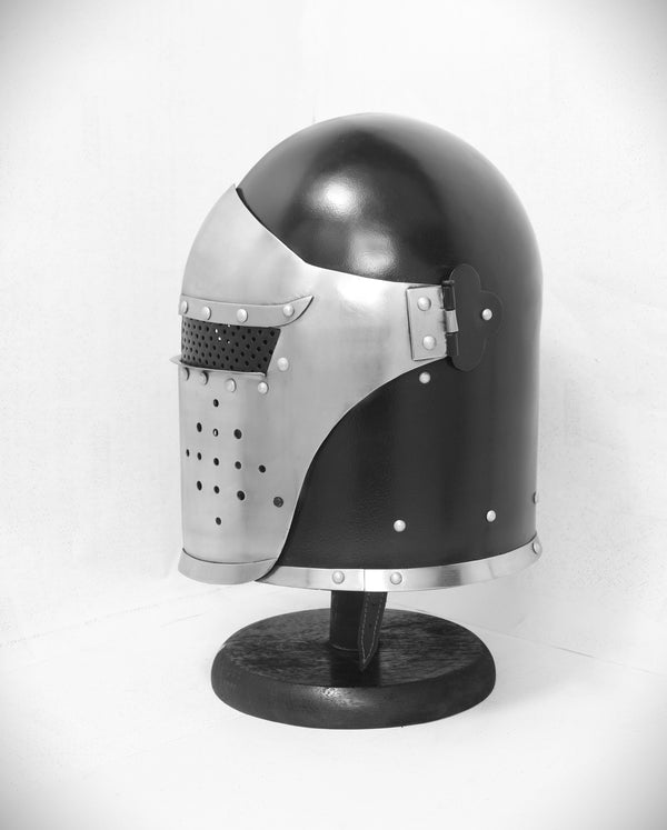 Barbuta Visored Medieval Knights Templar Crusader Helmet (Black) by Scott Handicrafts